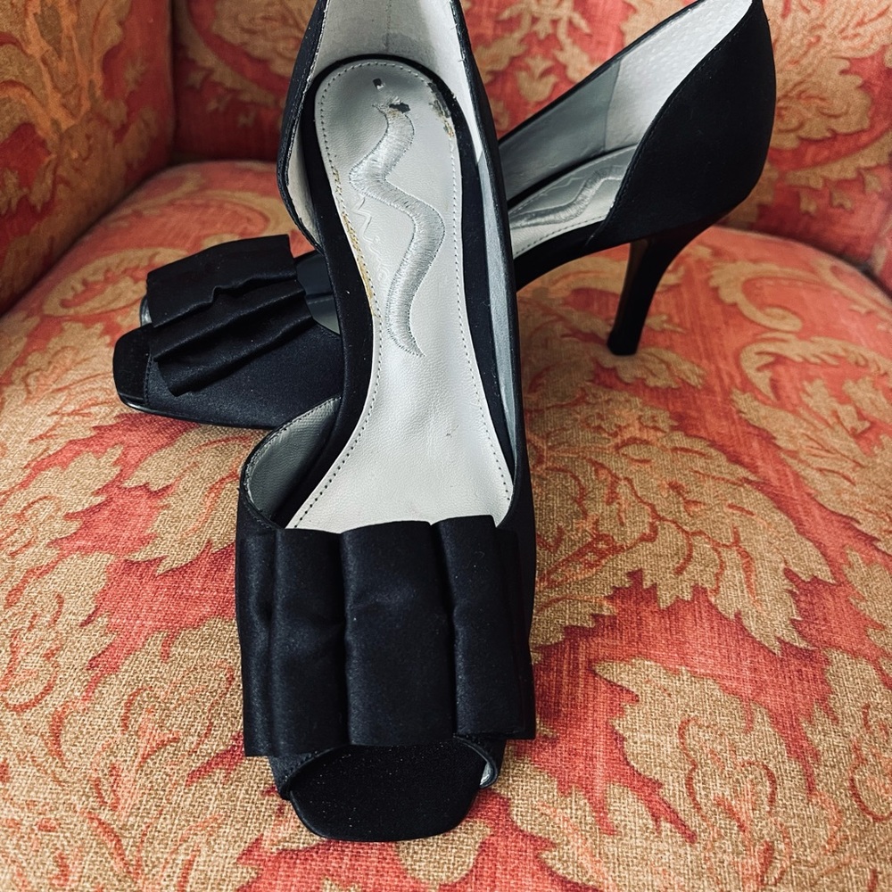 Black satin Nina heels